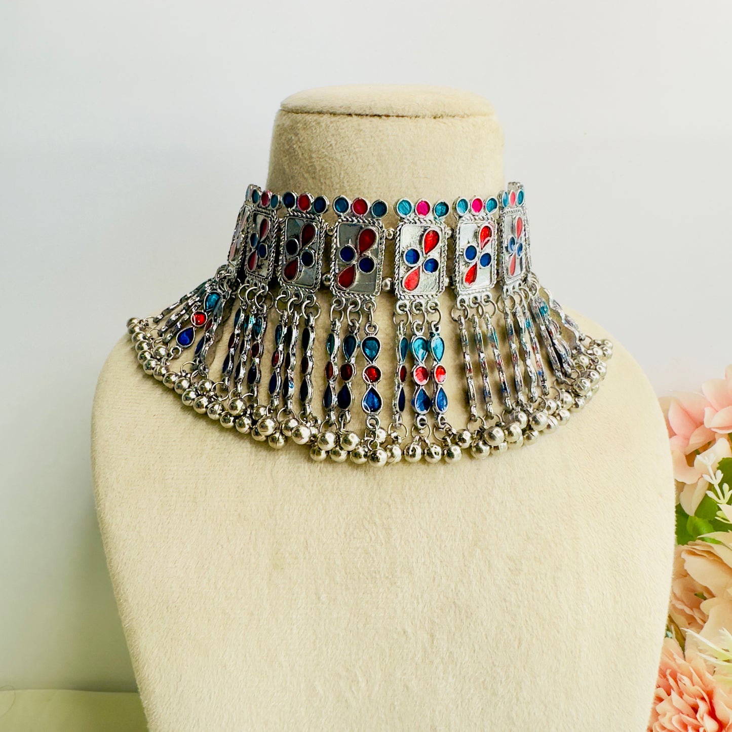 Multicolor Oxidized Necklace Set