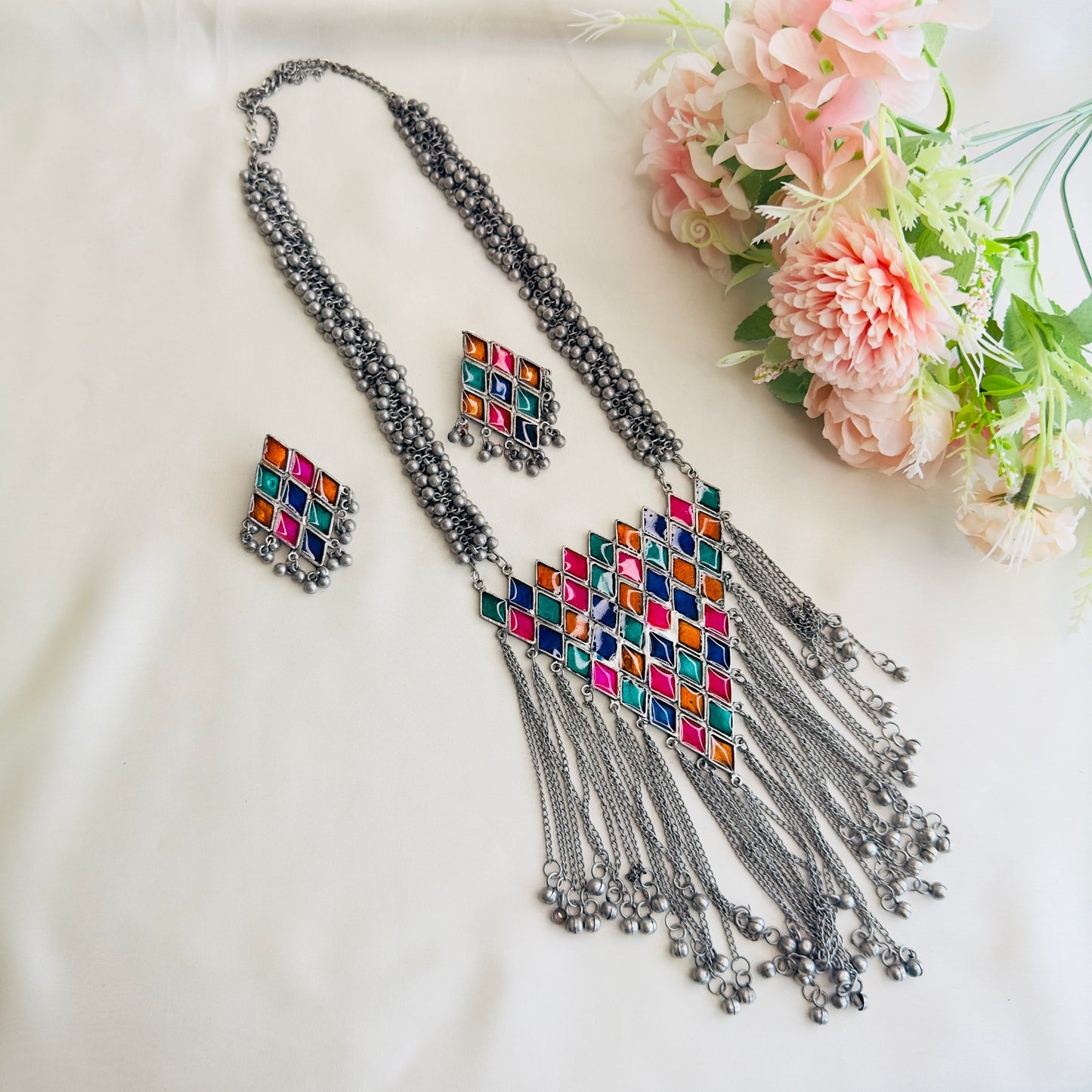 Multicolor Oxidized Long Necklace