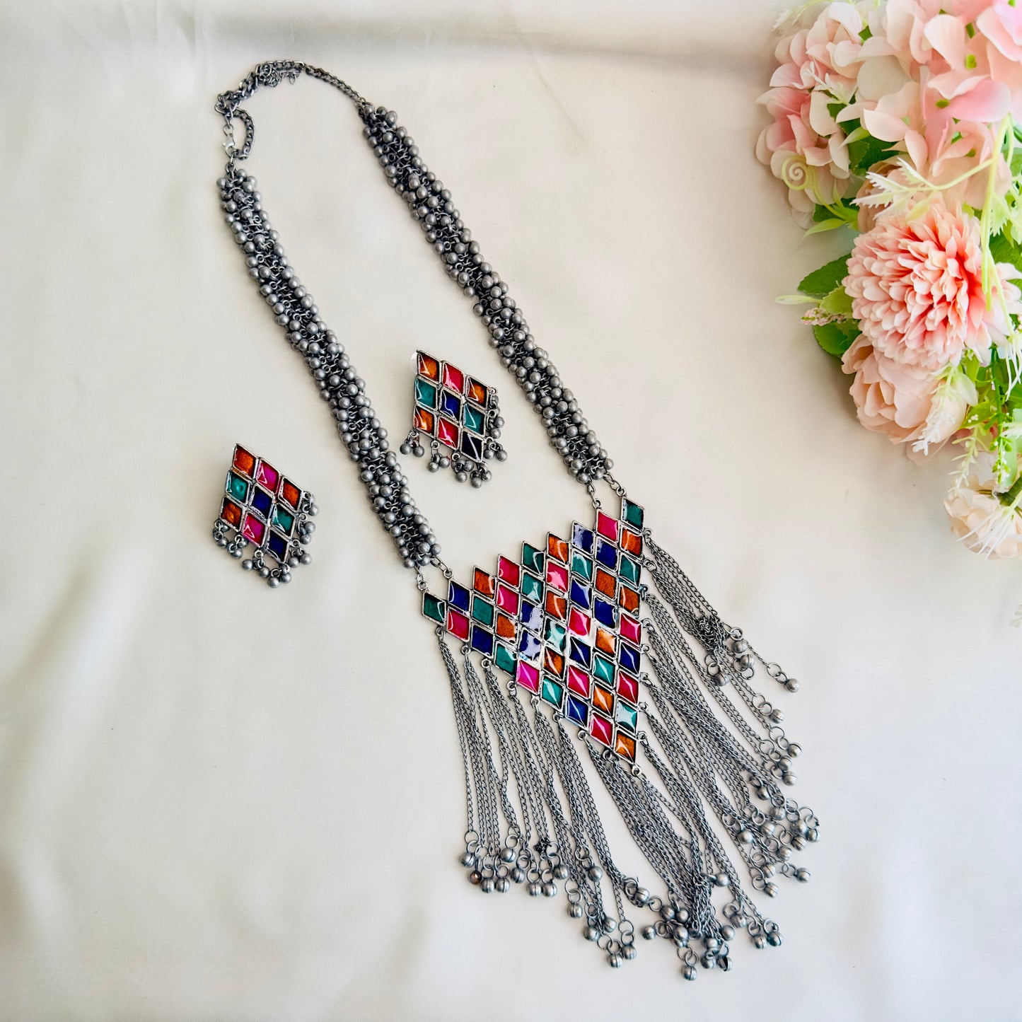 Multicolor Oxidized Long Necklace