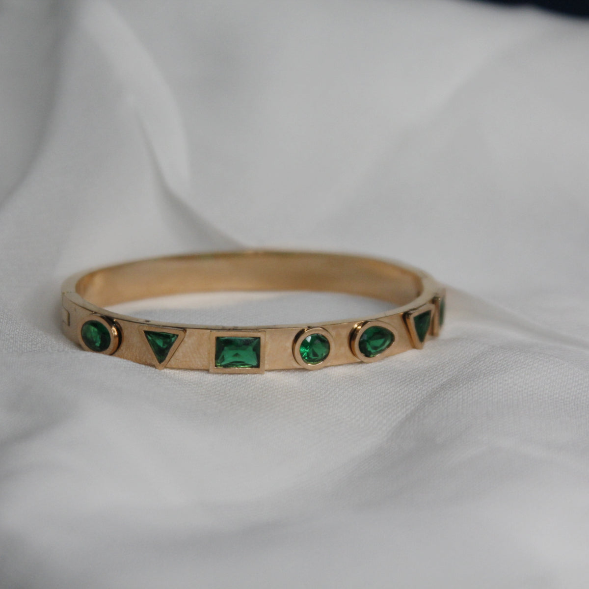 Stainless Steel Rose Gold green Zircon crystal bracelet