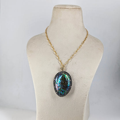 Stridhan Natural Oval Abalone Shell Pendant