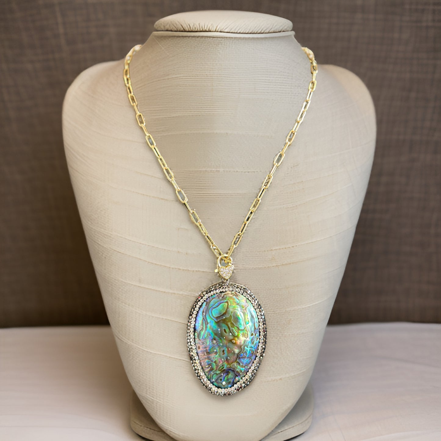 Stridhan Natural Oval Abalone Shell Pendant