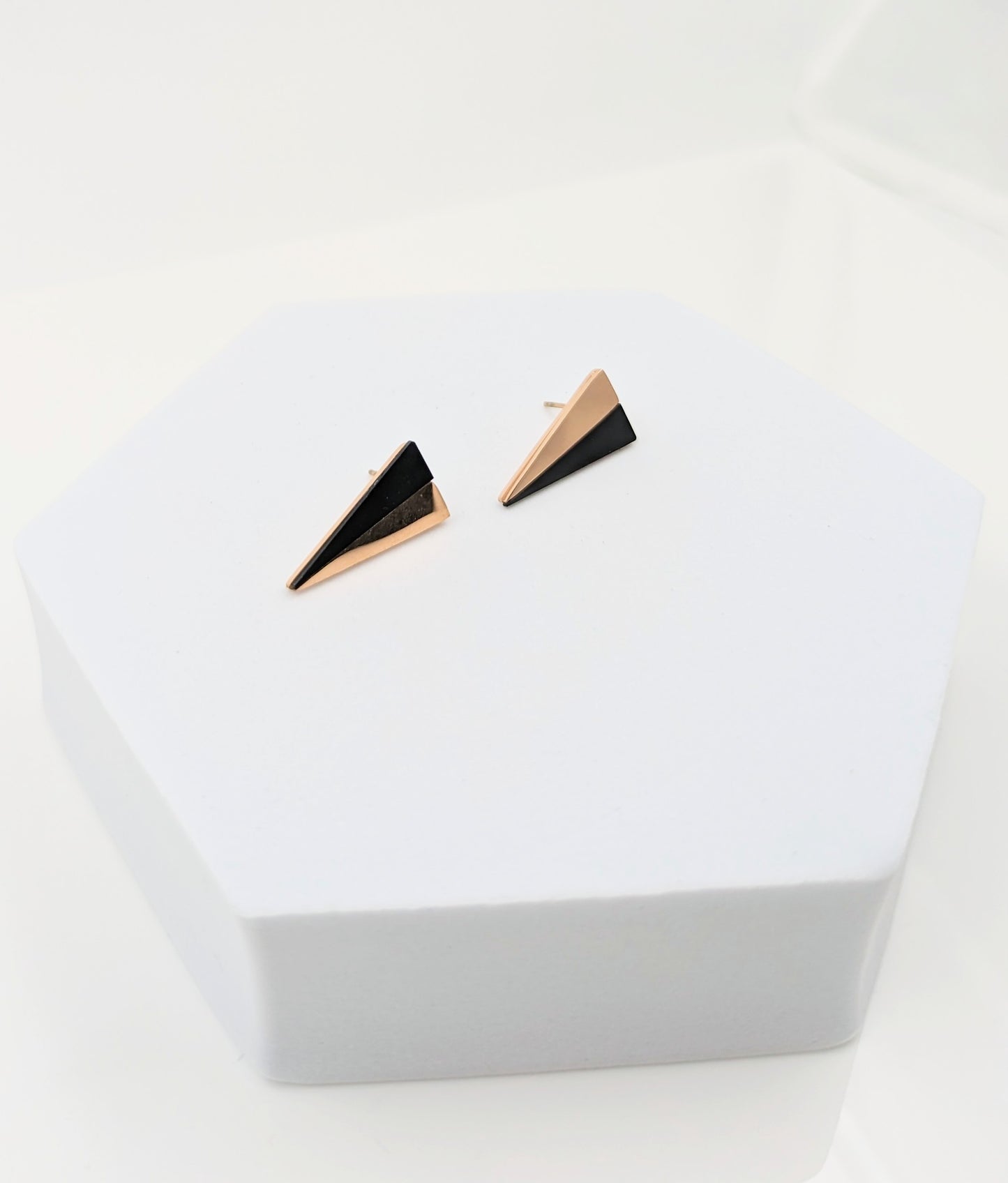 Rose Gold plated stainless steel Triangle stud earring