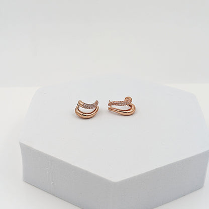 Rose Gold small zircon studded hoop earring