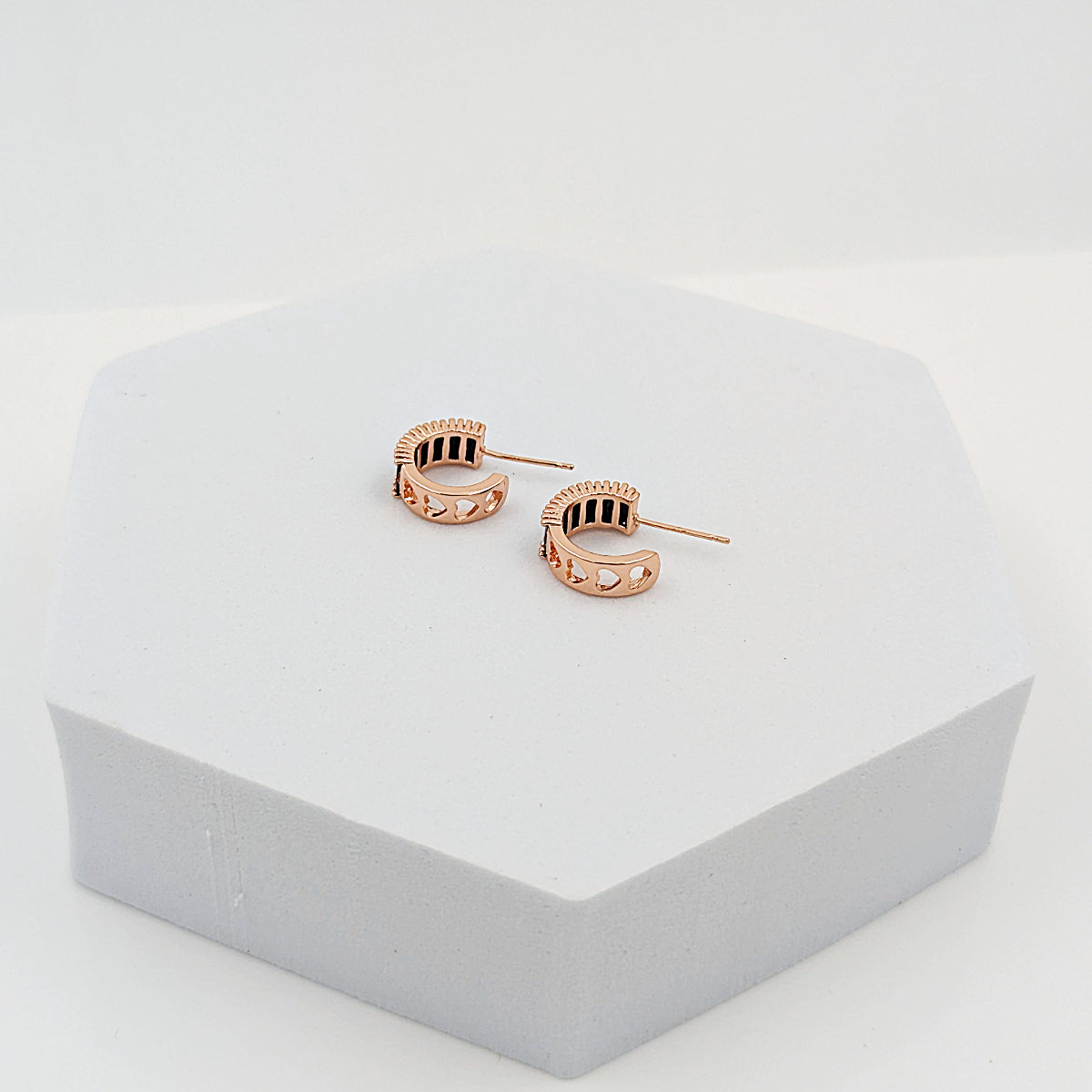 Rose Gold Geometric C Shape cubic Zircon stud earring