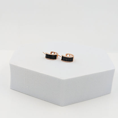 Rose Gold Geometric C Shape cubic Zircon stud earring