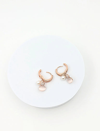 Rose Gold hoop earring stone Studded