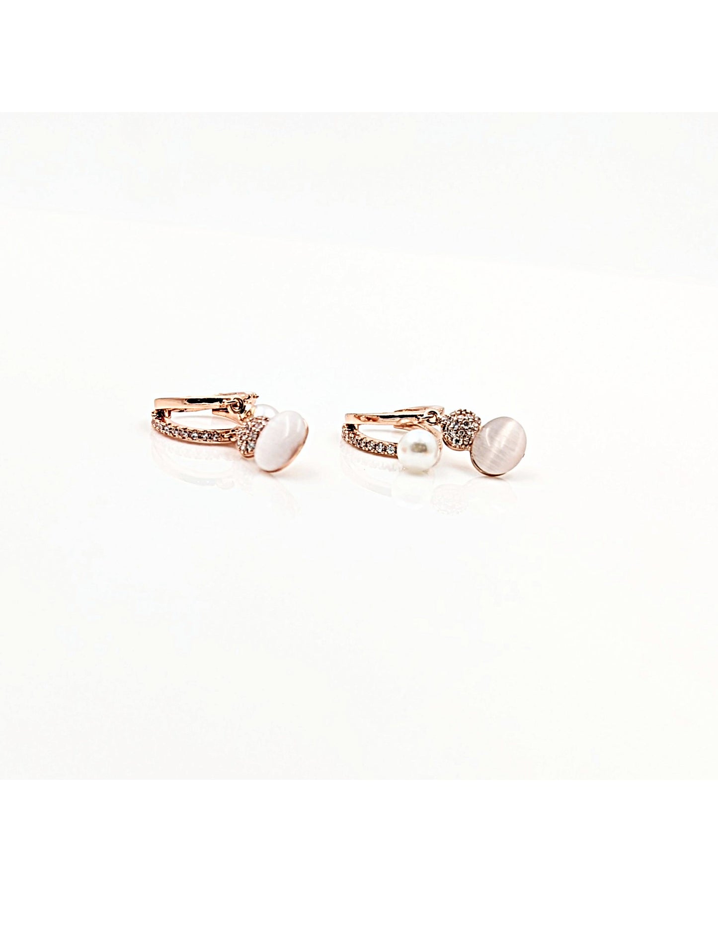 Rose Gold hoop earring stone Studded