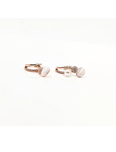 Rose Gold hoop earring stone Studded