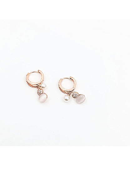 Rose Gold hoop earring stone Studded