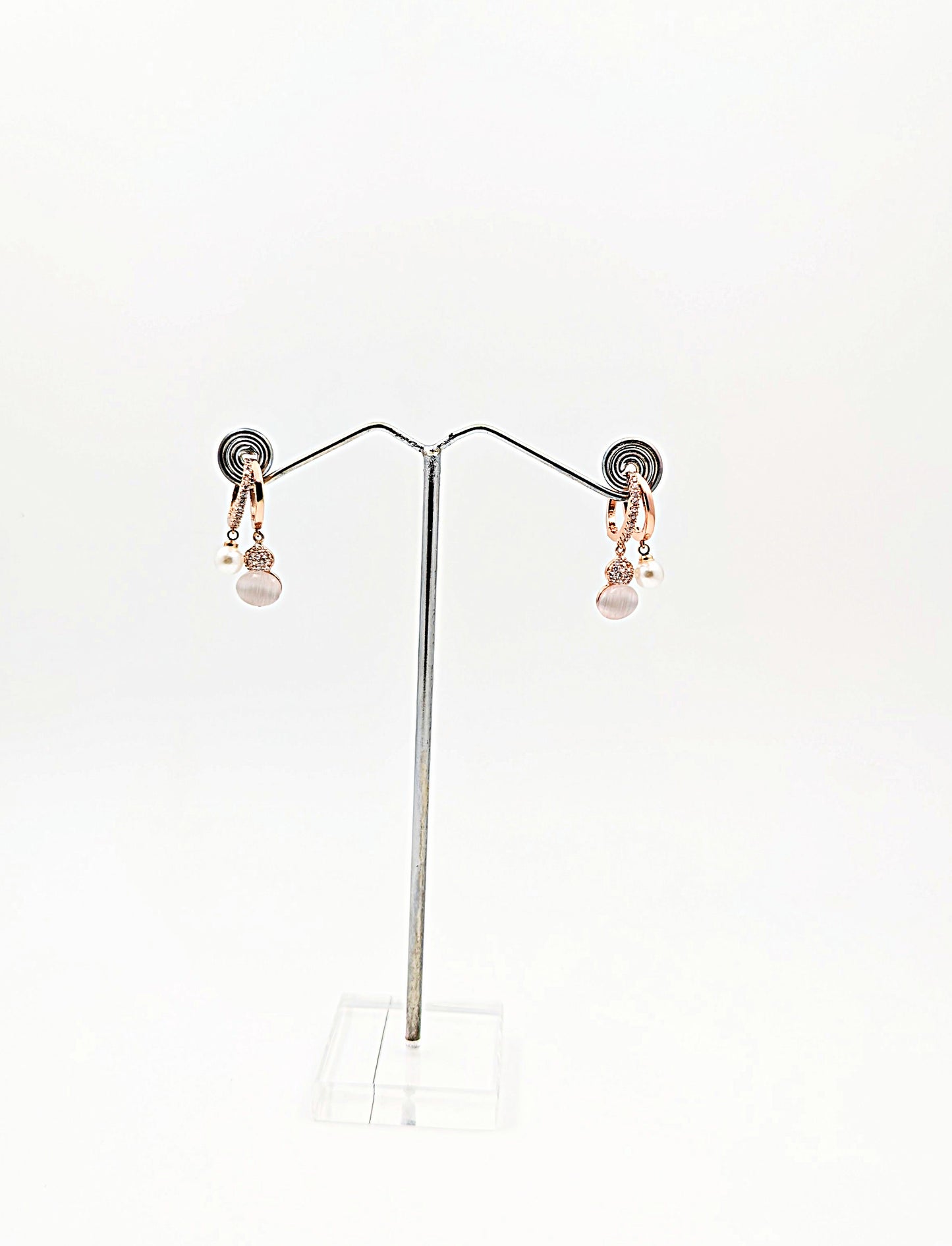 Rose Gold hoop earring stone Studded