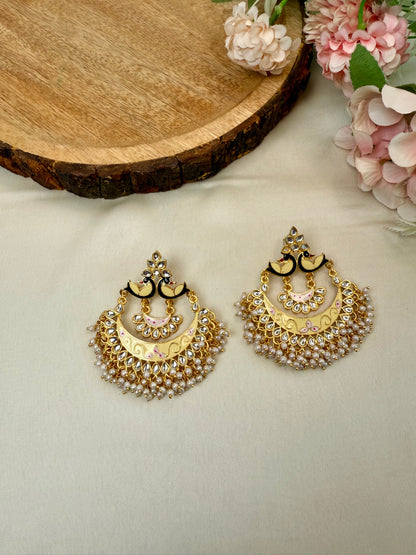 Peacock Meenakari Chandbali Earrings
