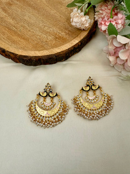 Peacock Meenakari Chandbali Earrings