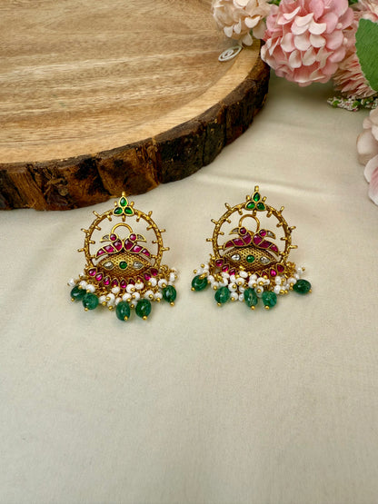 Jadau Peacock Design Studs