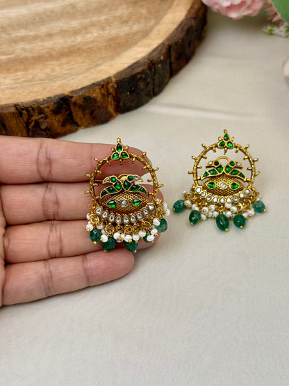 Jadau Peacock Design Studs