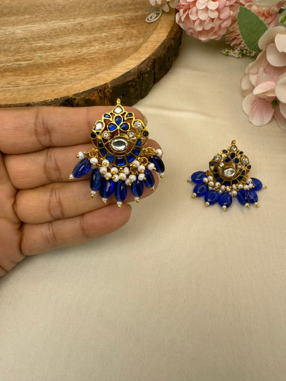 Blue Jadau Studs Earrings