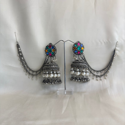 Multicolor Jhumka with Chain