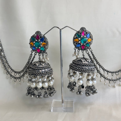 Multicolor Jhumka with Chain