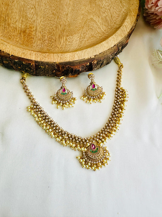 AD Sorowski Temple Finish Necklace Set