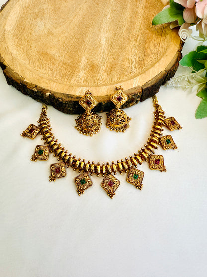 Square Pendant Necklace Set