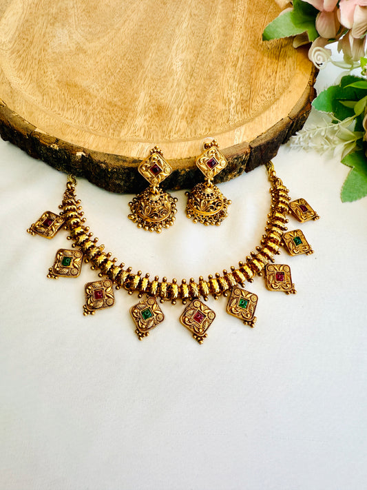 Square Pendant Necklace Set