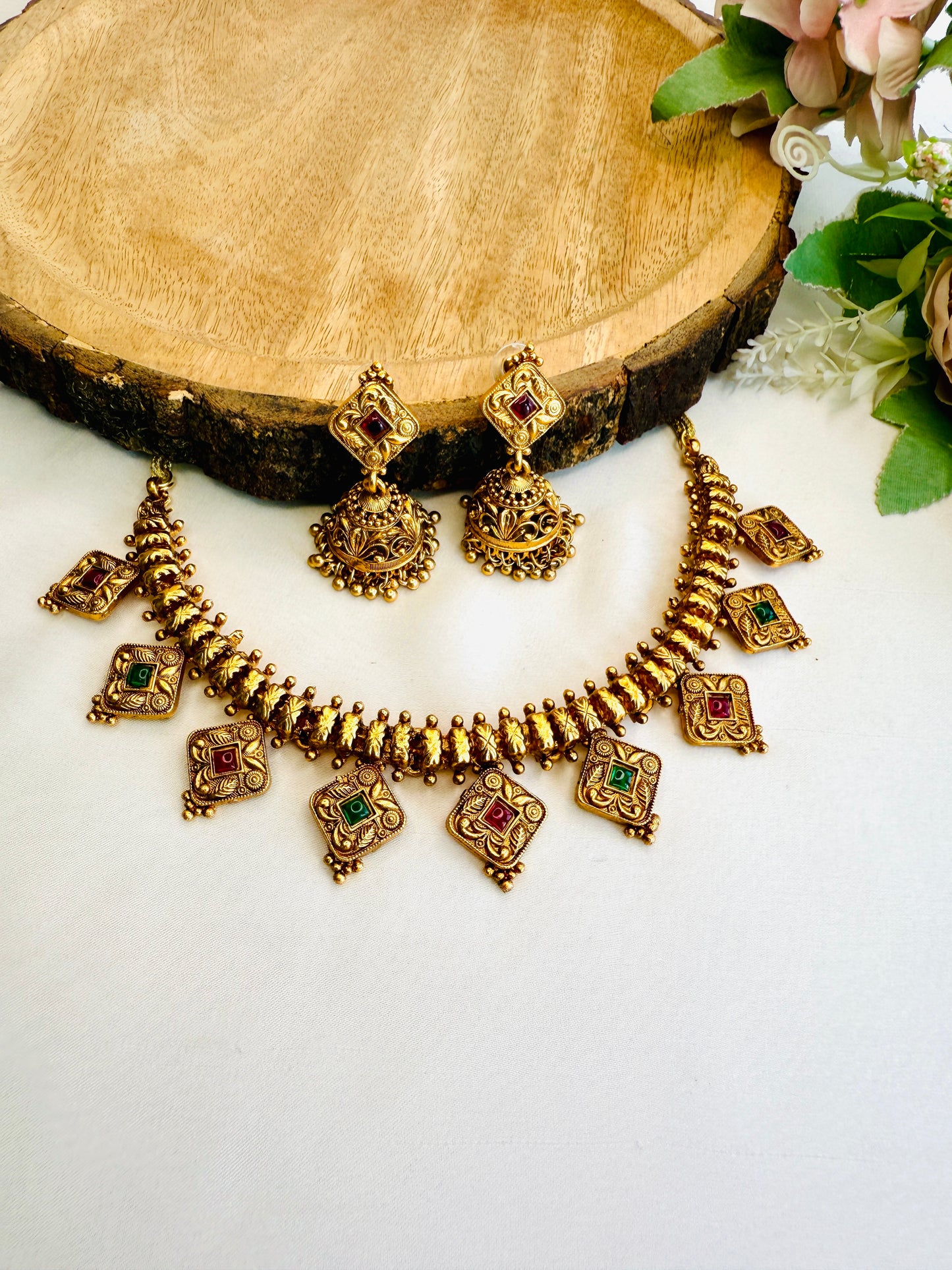 Square Pendant Necklace Set