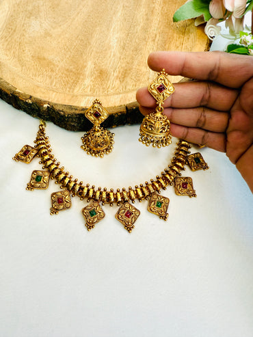 Square Pendant Necklace Set