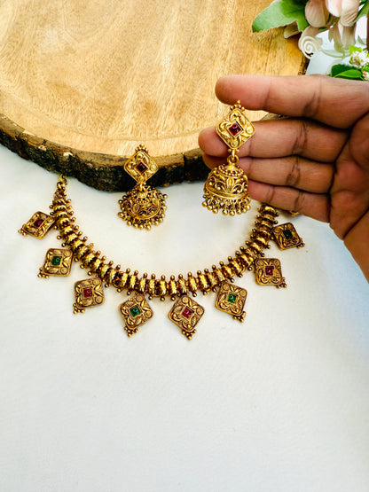 Square Pendant Necklace Set