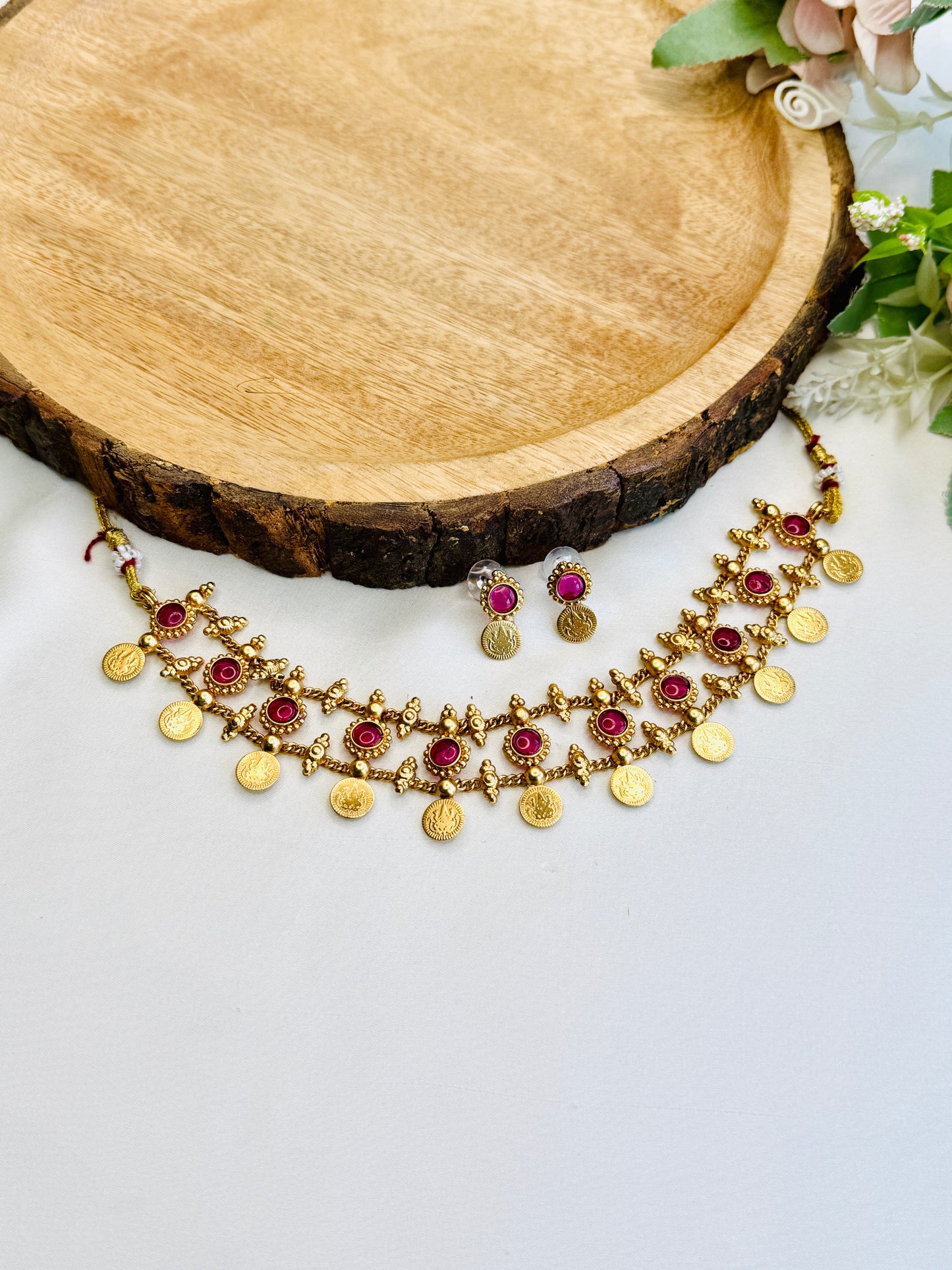 Laxmiji Coin Ruby Necklace