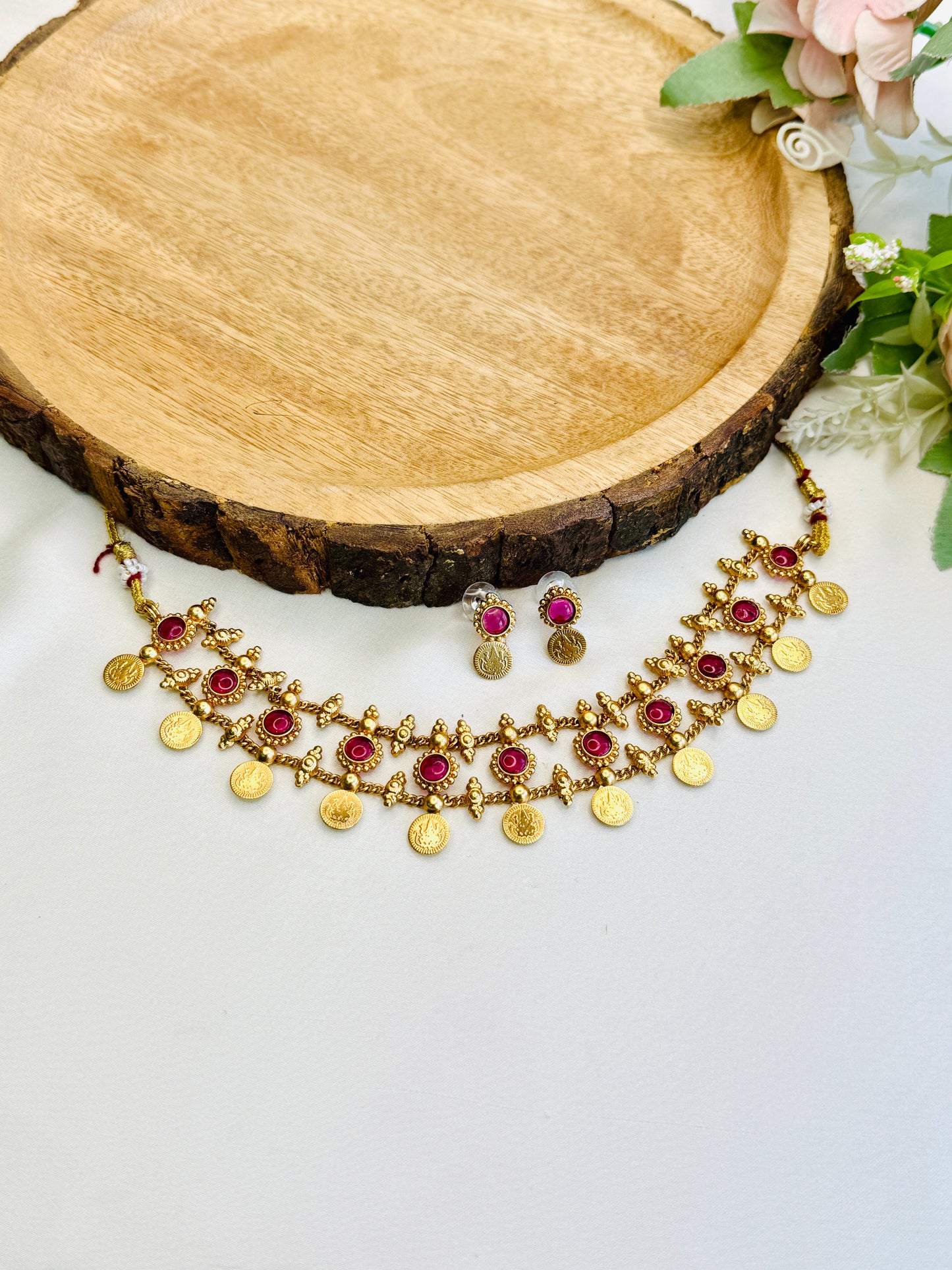 Laxmiji Coin Ruby Necklace