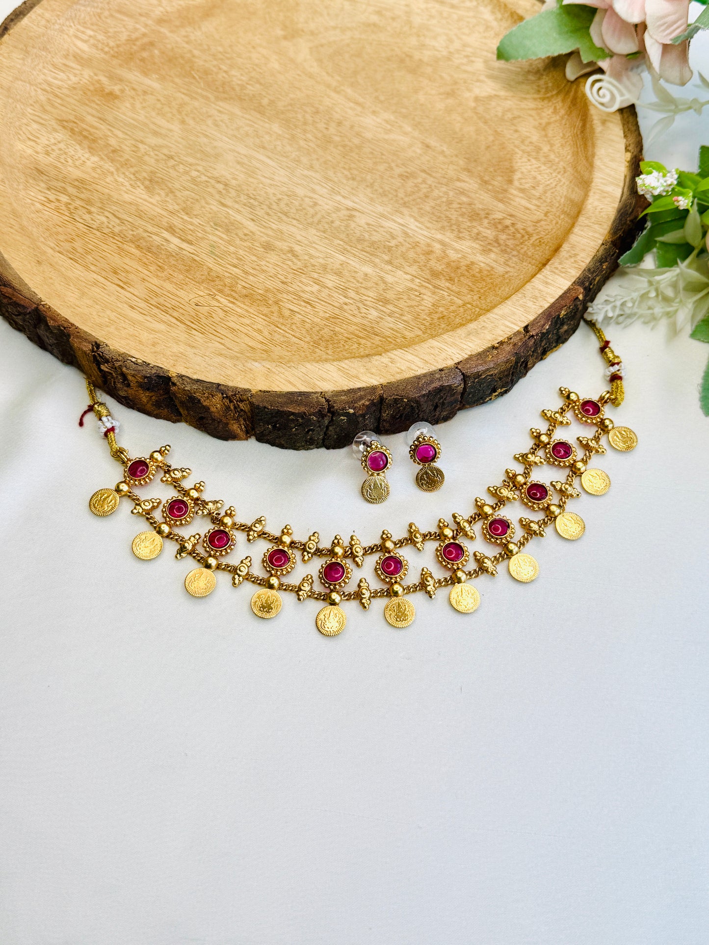 Laxmiji Coin Ruby Necklace