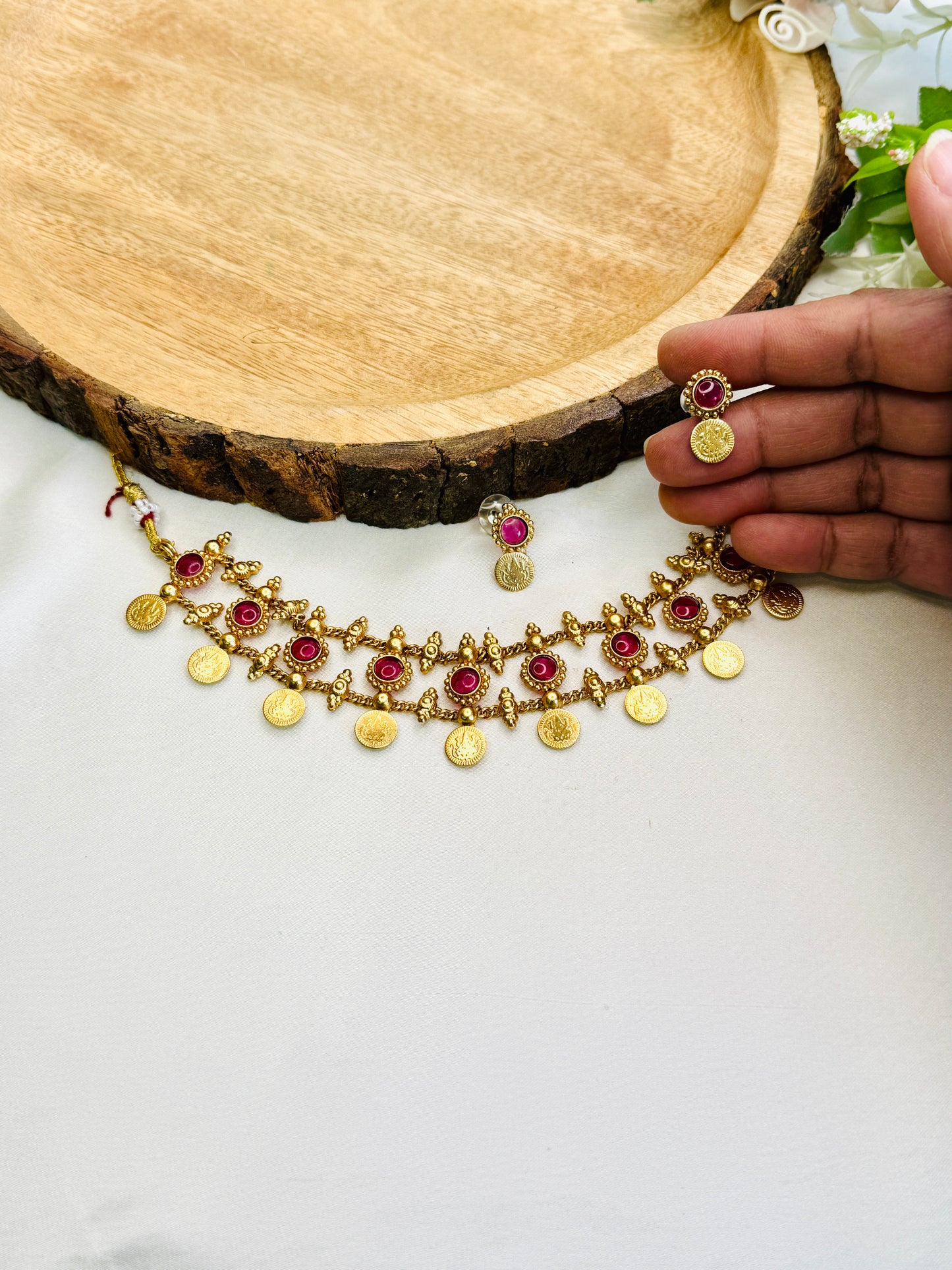 Laxmiji Coin Ruby Necklace