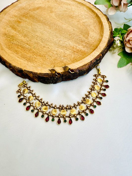 Ruby Green Kemp Choker Set