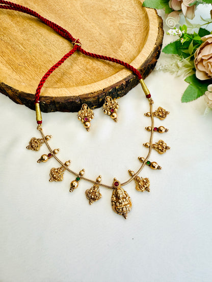 Lakshmi Ji Motif Necklace Set