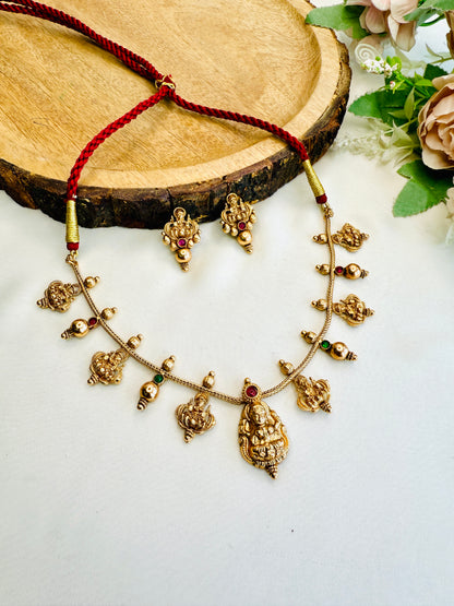 Lakshmi Ji Motif Necklace Set
