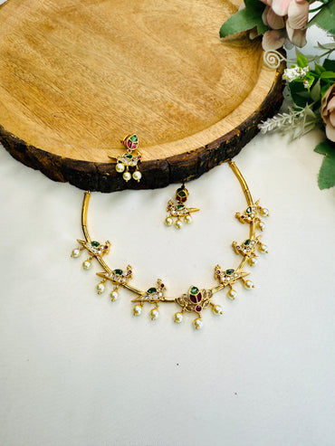 Bird Motif Multicolor Hasli Set