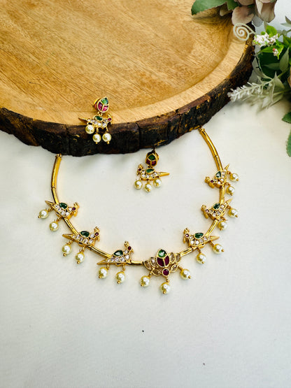 Bird Motif Multicolor Hasli Set