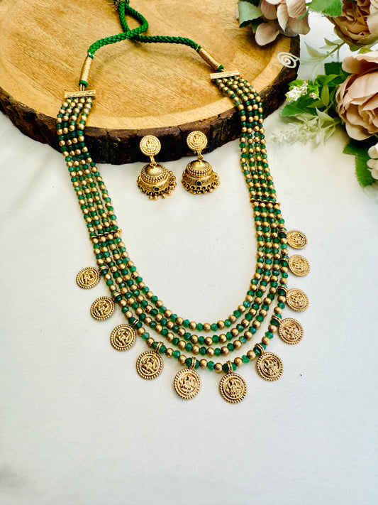 Four Layer Lakshi jo Coin Necklace Set