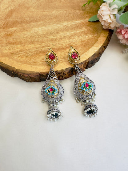 Silver Replica Pachi Kundan Dangler