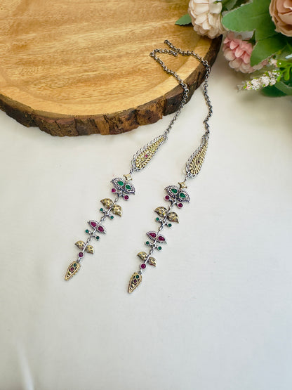 Multicolor Sleek Earrings with Ear chain