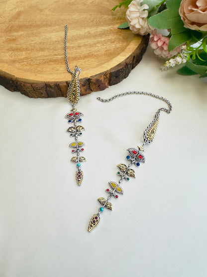 Multicolor Sleek Earrings with Ear chain