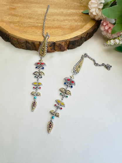 Multicolor Sleek Earrings with Ear chain