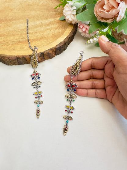 Multicolor Sleek Earrings with Ear chain