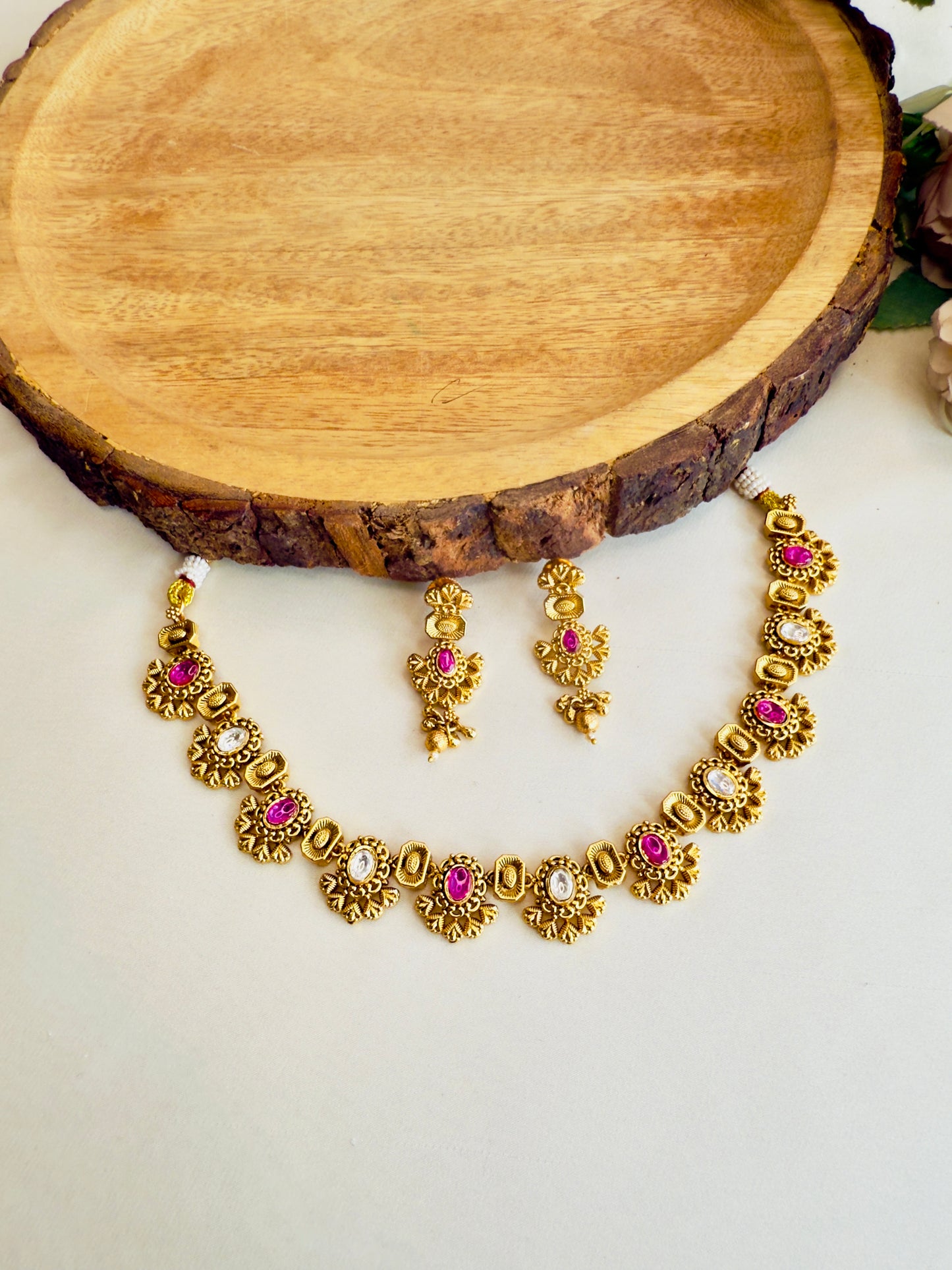 Sleek Rajwadi Sorowski Necklace Set