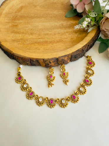 Sleek Rajwadi Sorowski Necklace Set