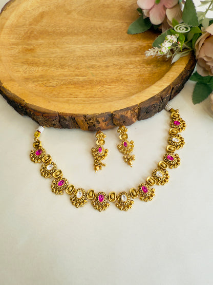 Sleek Rajwadi Sorowski Necklace Set