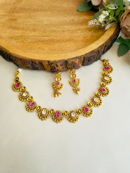 Sleek Rajwadi Sorowski Necklace Set