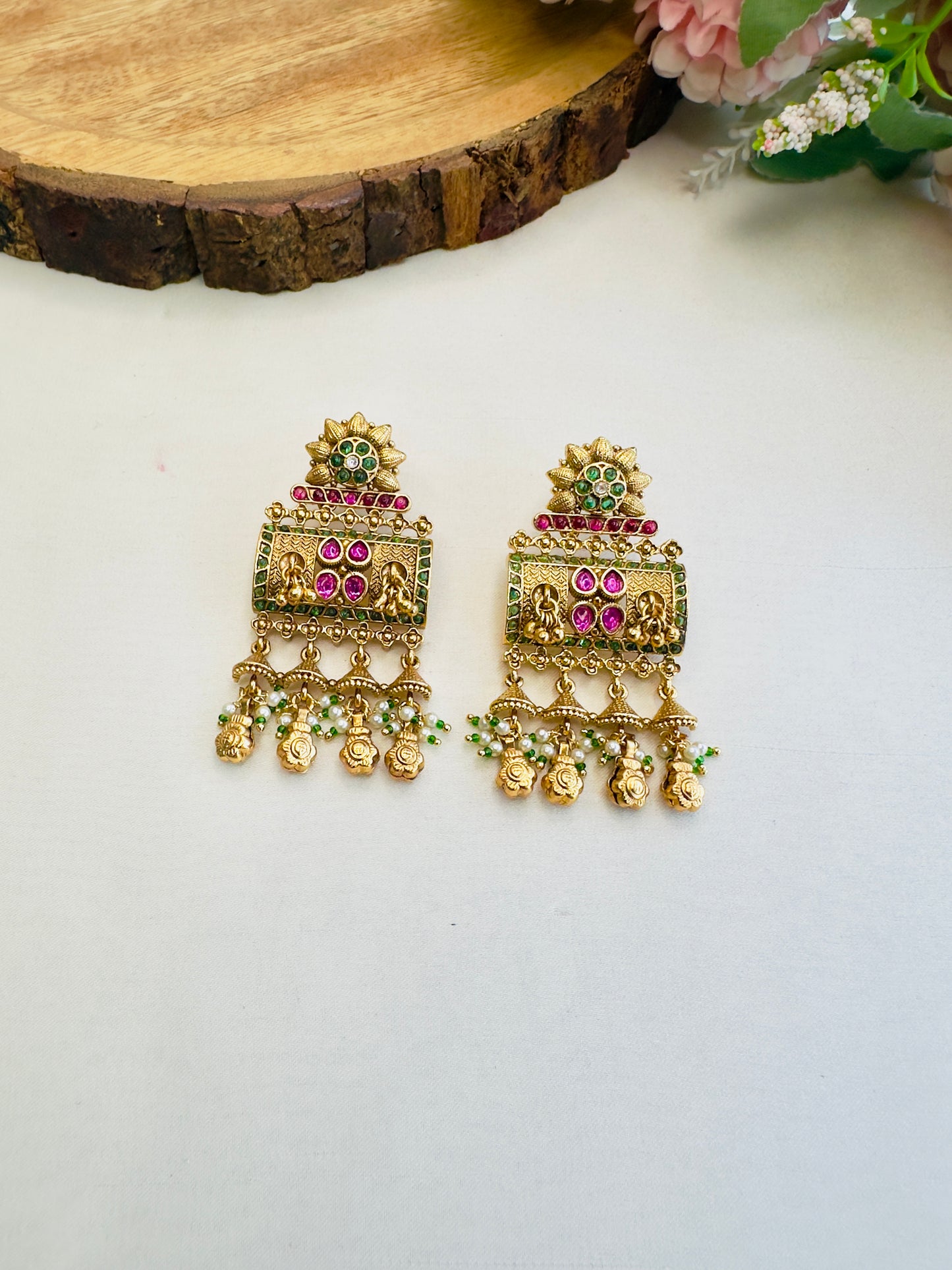 Rajwadi Kundan long Necklace Set