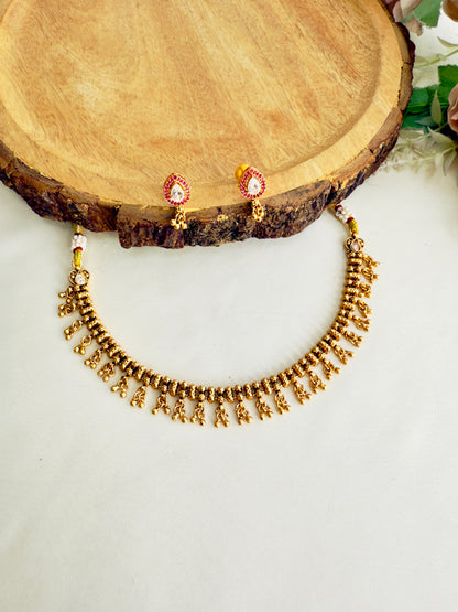 Sleek Kundan Ghungroo Necklace Set