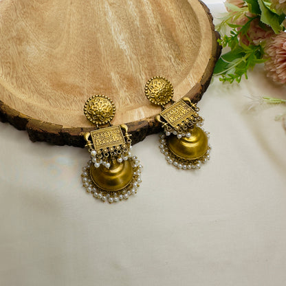 Apala Polish Mid Length Jhumka Earrings